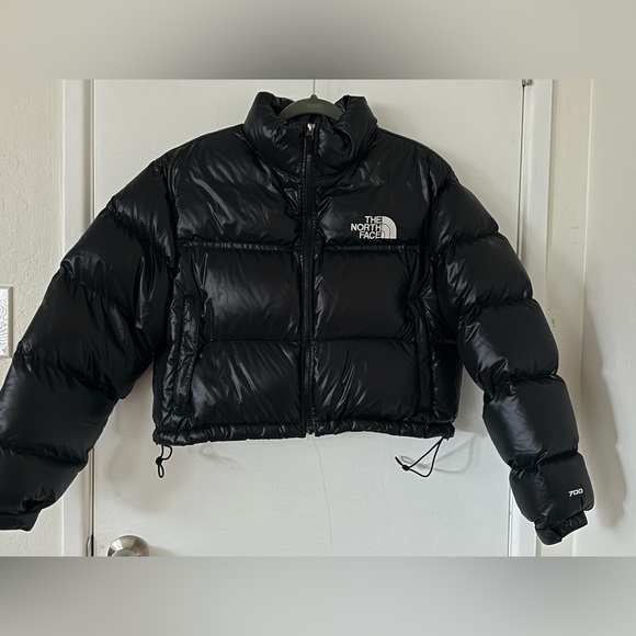The North Face Nuptse Cropped Jacket In Black - Picture 6 of 8